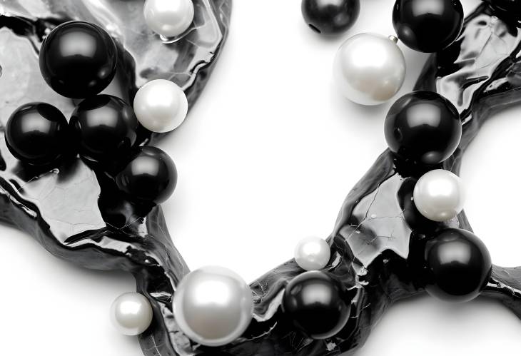 Stylish Black Pearl and White Pearl Combination on White Isolate