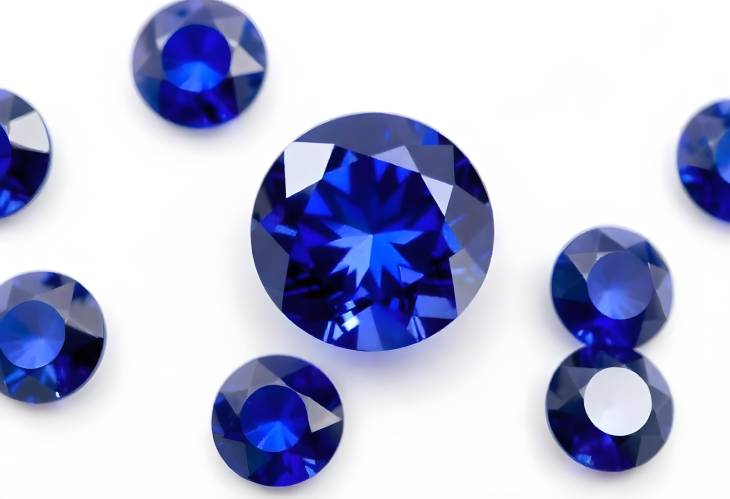 Vibrant Round Cut Blue Sapphire Gemstone CloseUp