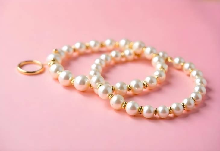 Gorgeous Pearl Golden Jewelry on Soft Pink Background