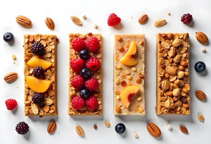 Nutritious Snack Fitness Granola Bars with Nuts and Berries