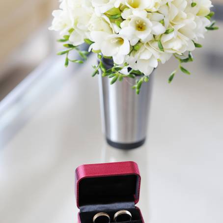 Symbolic Union Wedding Rings in Red Box