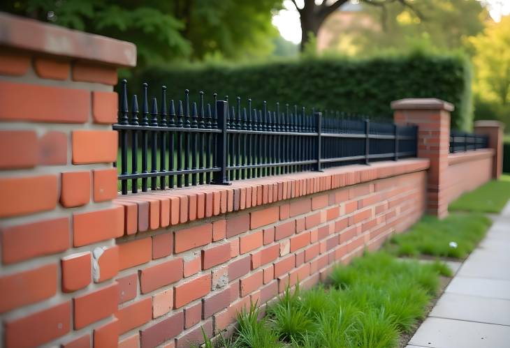 Charming Contrast Modern Fence with OldStyle Decorative Bricks