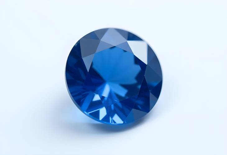 Glamorous Round Cut Blue Sapphire Gemstone CloseUp