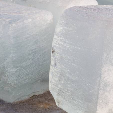 The Frozen World of a Large Ice Block