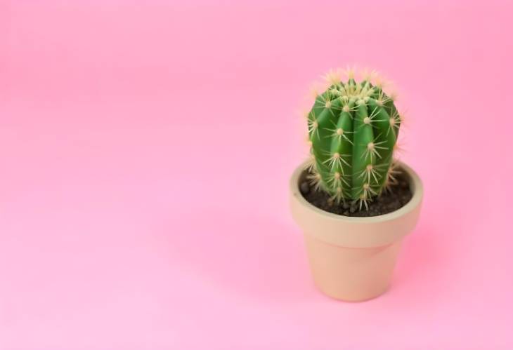 Artistic Cactus Display on a Pink Background