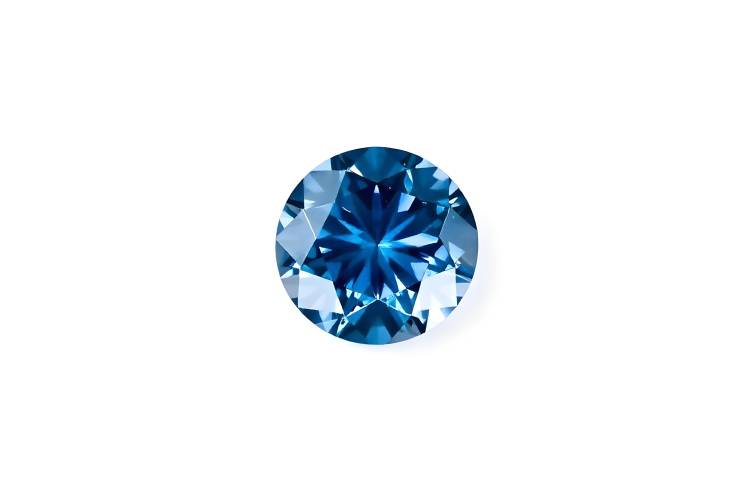 Captivating Round Cut Blue Sapphire Gemstone on White Background