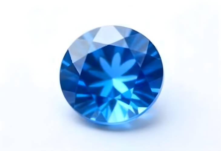 Luxurious Round Cut Blue Sapphire Gemstone Top View