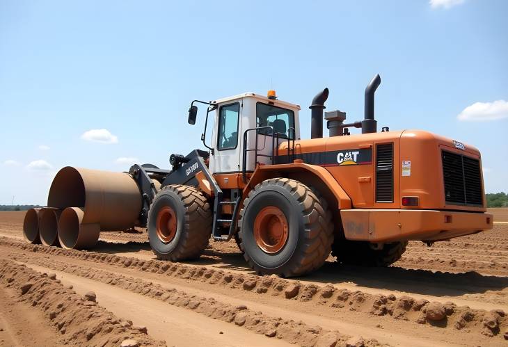 Heavy Machinery in Action Wheel Machines and Pipeline Installation