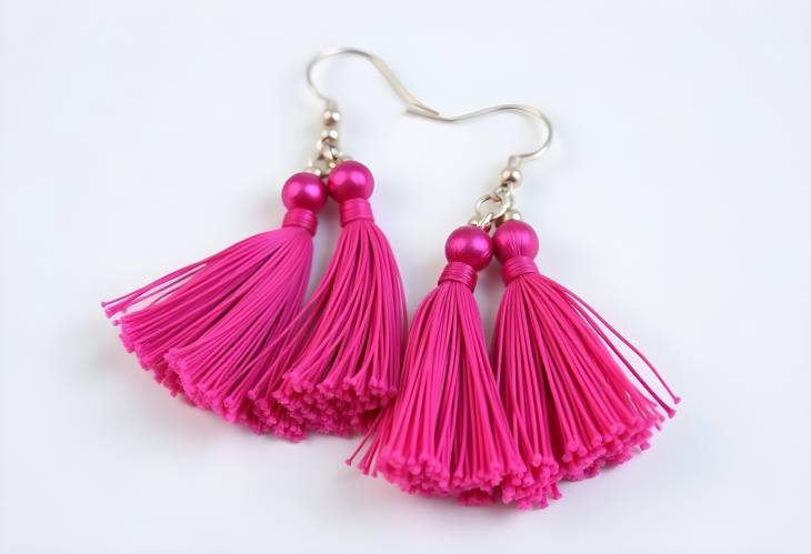 Dazzling Large Magenta Tassel Earrings