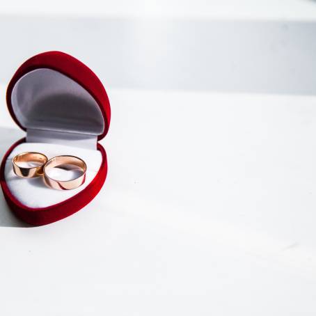 Timeless Commitment Wedding Rings in Red Box