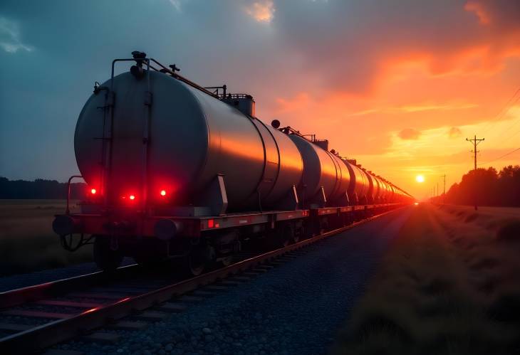 Railway Reflections Backlit Fuel Tank Transport