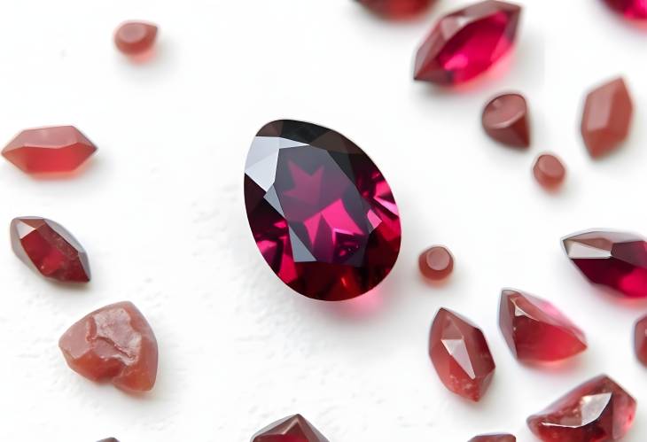 Exquisite Tanzanian Rhodolite Garnet Gemstone Pear Cut Isolated on White