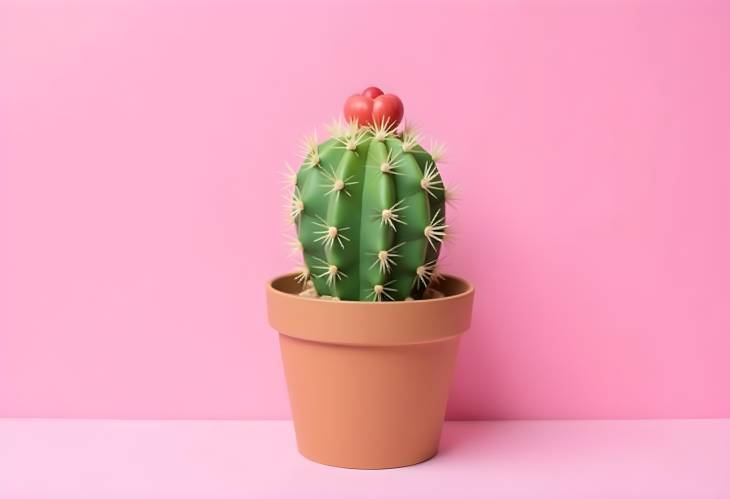 Charming Cactus on a Pink Background Stylish Decor Idea