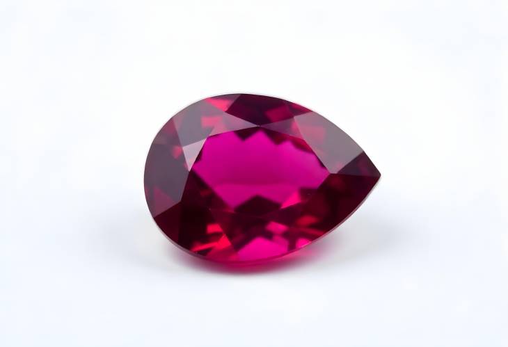 Elegant Rhodolite Garnet Gemstone Pear Cut Isolated on White Background