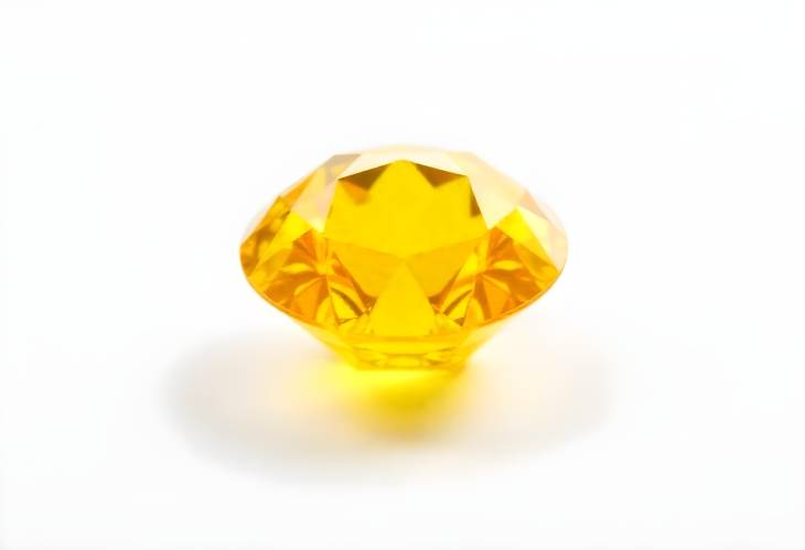 Charming Yellow Diamond on Bright White Background