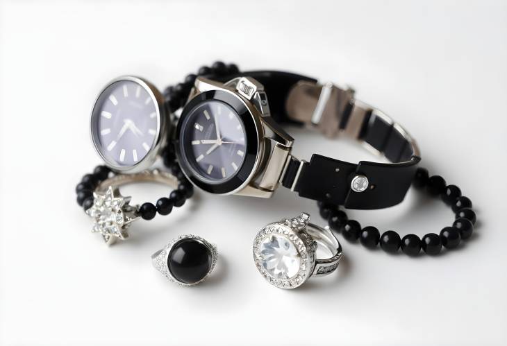 Trendy Black Jewelry Bracelets, Rings, and Watches for Fashionistas